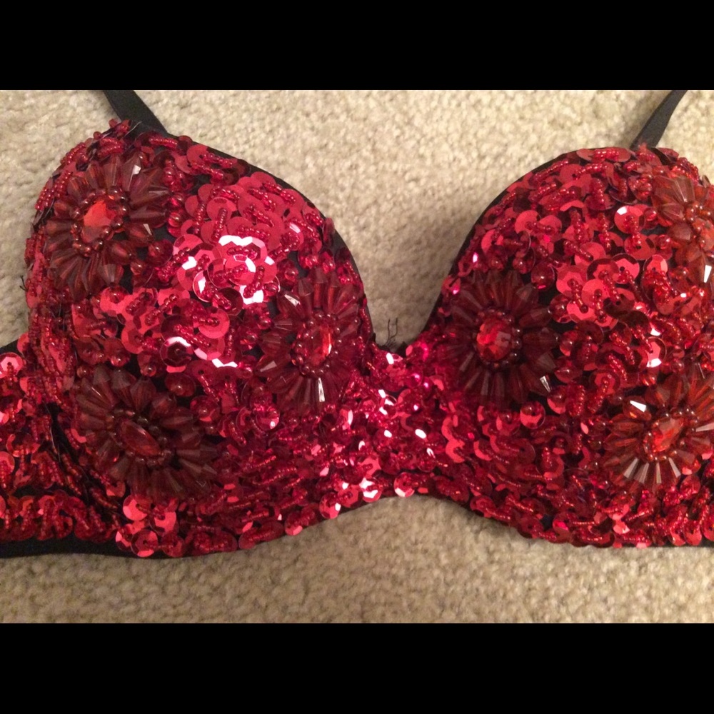 NWOT Red beaded bra - Picture 2 of 3